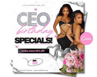 Flyer de la vente d'anniversaire du PDG, soirée d'anniversaire