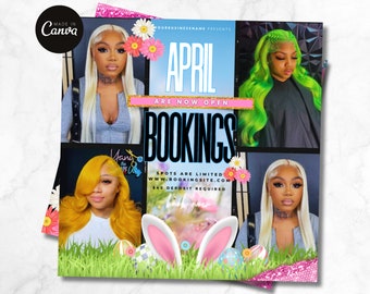 April Booking Flyer, Spring Season Flyer, Spring Hair Deals, Beauty, Hair, Nails, Lash, Book Now, Appointment Flyer, Easter Flyer