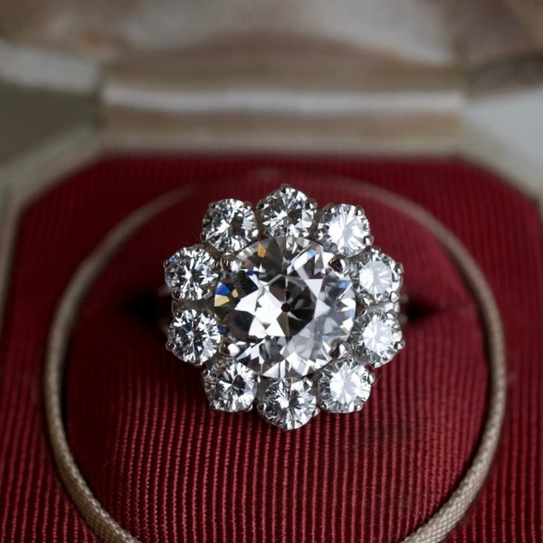 Moissanite Flower Ring, Moissanite Cocktail Ring, 925 Sterling Silver Wedding Ring, Bridal Gift, Engagement Ring, Gift For Wife/ Girlfriend
