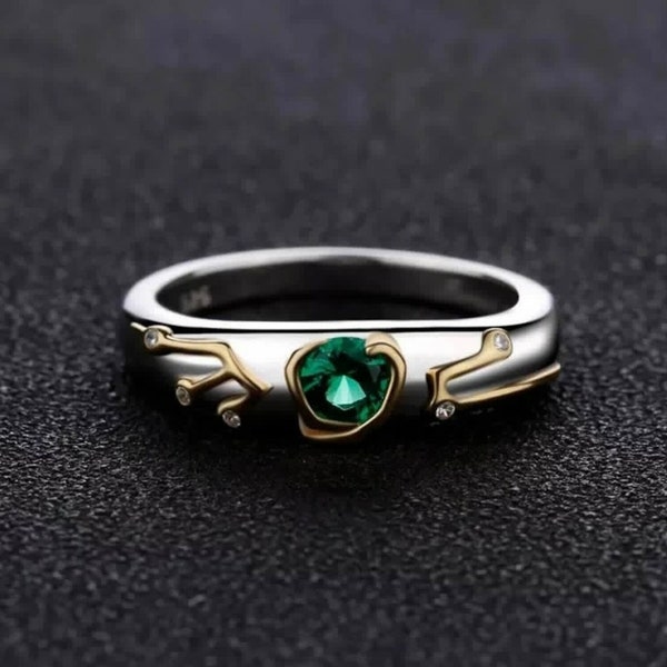 Zelda Zora's Emerald Ring-Kokiri's Emerald Ring-Goron's Ring-Sterling 925 Silver Ring-Couple Ring Set-Zelda Breath of Wild Ring-Anime