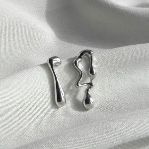 Elegant Asymmetrical Earrings Modern Water Drops Stylish Unique | large mismatched stud earrings | IMMEDIATE SHIPPING