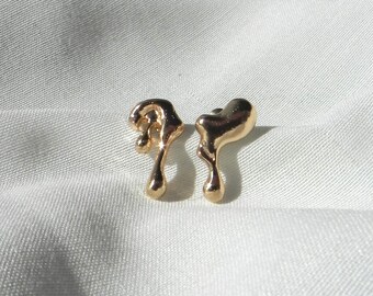 Water Drop Asymmetrical Earrings | Modern stylish unique | large mismatched stud earrings | IMMEDIATE SHIPPING