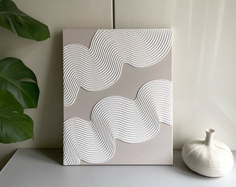 MARSHMALLOW | Strukturbild Weiß Taupe 40x50 | minimalistische Kunst | Textured Art | Abstrakte Kunst | Wand Deko | Strukturbild Leinwand