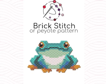 Frog or Toad Brick Stitch Pattern - Brick or peyote stitch pattern based on Miyuki Delica seed beads