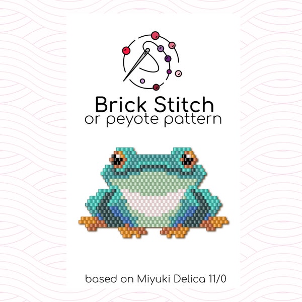 Frog or Toad Brick Stitch Pattern - Brick or peyote stitch pattern based on Miyuki Delica seed beads