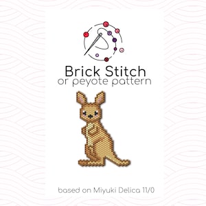 Känguru Brick Stitch Pattern - Brick oder Peyote Muster basierend auf Miyuki Delica Rocailles