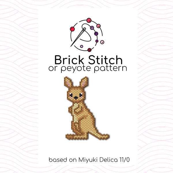 Kangaroo Brick Stitch Pattern - Brick or peyote stitch pattern based on Miyuki Delica seed beads