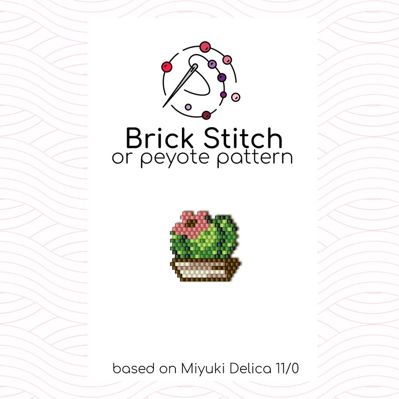 Cactus Blossom Brick Stitch Pattern Brick or Peyote Stitch Pattern