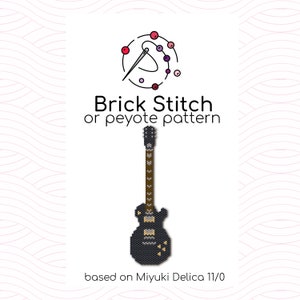 Large Electric Guitar Brick Stitch Pattern - Brick or peyote stitch pattern based on Miyuki Delica seed beads