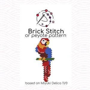 Macaw Parrot Brick Stitch Pattern - Brick or peyote stitch pattern based on Miyuki Delica seed beads
