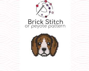 Cute Beagle Puppy Brick Stitch Pattern - Brick or peyote stitch pattern based on Miyuki Delica seed beads