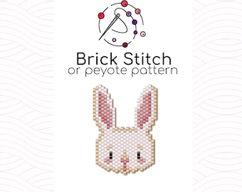 Cute Rabbit Brick Stitch Pattern - Brick or peyote stitch pattern based on Miyuki Delica seed beads