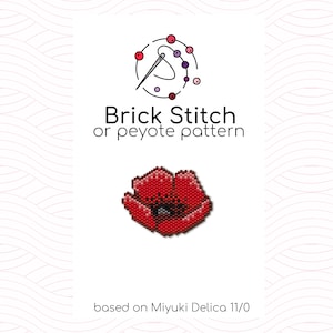 Poppy Brick Stitch Pattern - Brick or peyote stitch pattern based on Miyuki Delica seed beads