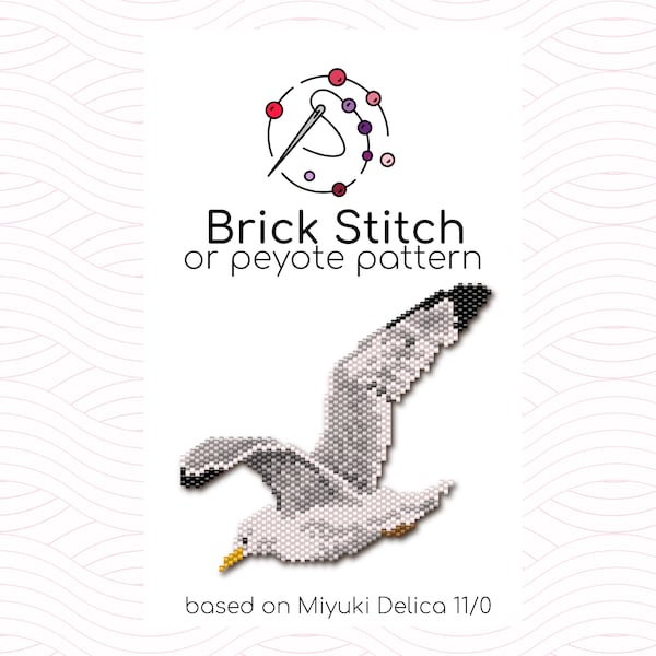 Huge Seagull Brick Stitch Pattern - Brick or peyote stitch pattern based on Miyuki Delica seed beads