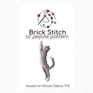 Cat Plays Brick Stitch Pattern - Brick or peyote stitch pattern based on Miyuki Delica seed beads