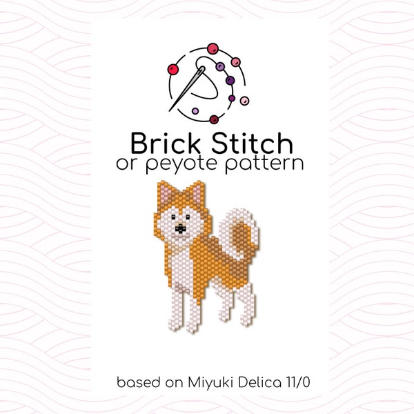 Happy Shiba Dog Brick Stitch Pattern - Brick or peyote stitch pattern based on Miyuki Delica seed beads