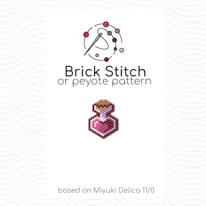 Love Potion Brick Stitch Pattern - Brick or peyote stitch pattern based on Miyuki Delica seed beads