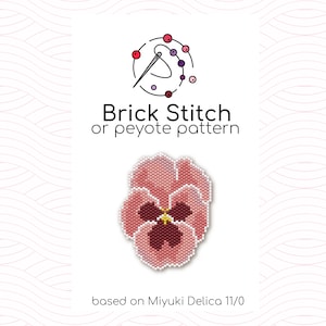 Large Pansy Brick Stitch Pattern - Brick or peyote stitch pattern based on Miyuki Delica seed beads