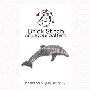 May include: A gray dolphin bead pattern for brick stitch or peyote stitch using Miyuki Delica 11/0 beads.