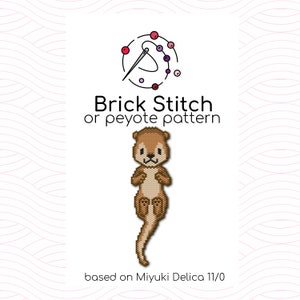 May include: A brown and beige beaded otter, created using the brick stitch or peyote pattern, based on Miyuki Delica 11/0 beads. The image includes a needle and thread in a circle of beads.