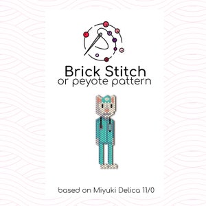 Alex the Nurse Cat Brick Stitch Pattern - Brick or peyote stitch pattern based on Miyuki Delica seed beads
