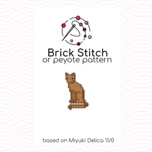 Tiny Cat Brick Stitch Pattern - Brick or peyote stitch pattern based on Miyuki Delica seed beads