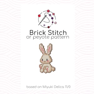 Little Rabbit Brick Stitch Pattern - Brick or peyote stitch pattern based on Miyuki Delica seed beads