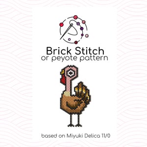 Thanksgiving Turkey Brick Stitch Pattern - Brick or peyote stitch pattern based on Miyuki Delica seed beads