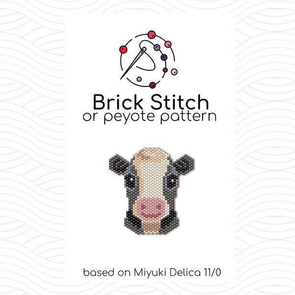 Bébé vache au point de brique - Modèle de point de brique ou de peyotl à base de perles de rocaille Miyuki Delica