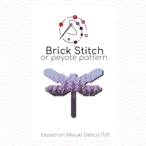 Midnight Forest Dragonfly Brick Stitch Pattern - Brick or peyote stitch pattern based on Miyuki Delica seed beads