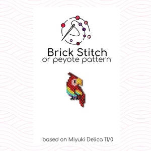 Funny Macaw Brick Stitch Pattern - Brick or peyote stitch pattern based on Miyuki Delica seed beads
