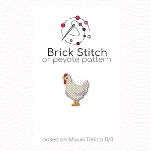 Hen Brick Stitch Pattern - Brick or peyote stitch pattern based on Miyuki Delica seed beads