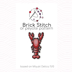 Lobster Brick Stitch Pattern - Brick or peyote stitch pattern based on Miyuki Delica seed beads