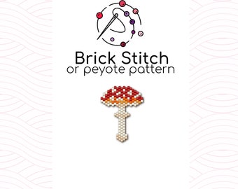 Small Fly Amanita Mushroom Brick Stitch Pattern - Brick or peyote stitch pattern based on Miyuki Delica seed beads