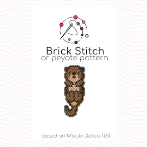 May include: A brown and white beaded otter in a brick stitch or peyote pattern. The pattern is based on Miyuki Delica 11/0 beads.