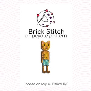 Stephen the Beach Cat Brick Stitch Pattern - Brick or peyote stitch pattern based on Miyuki Delica seed beads
