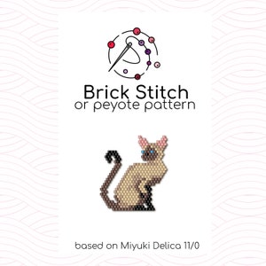 Siamese Cat Brick Stitch Pattern - Brick or peyote stitch pattern based on Miyuki Delica seed beads