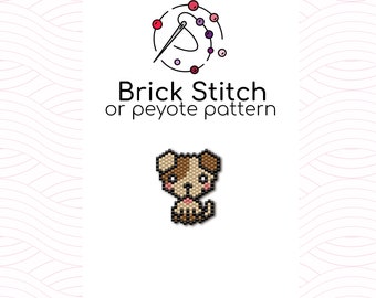 Cute Little Puppy Brick Stitch Pattern - Brick or peyote stitch pattern based on Miyuki Delica seed beads