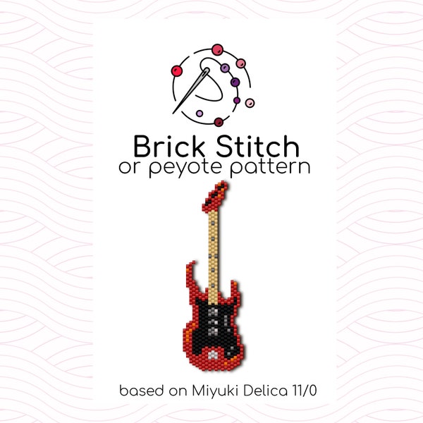 Petit modèle de point de brique pour guitare électrique - Modèle de point brick ou peyotl à base de perles de rocaille Miyuki Delica