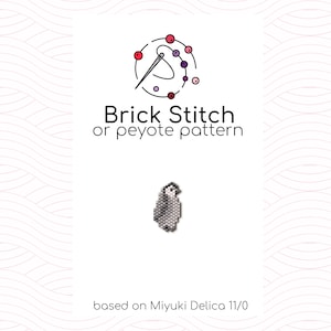 Baby Pinguin Brick Stitch Pattern - Brick or peyote stitch pattern based on Miyuki Delica seed beads