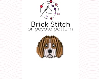 Small Beagle Puppy Brick Stitch Pattern - Brick or peyote stitch pattern based on Miyuki Delica seed beads