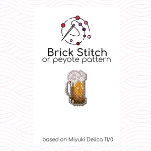 Glass of Beer Brick Stitch Pattern - Brick or peyote stitch pattern based on Miyuki Delica seed beads