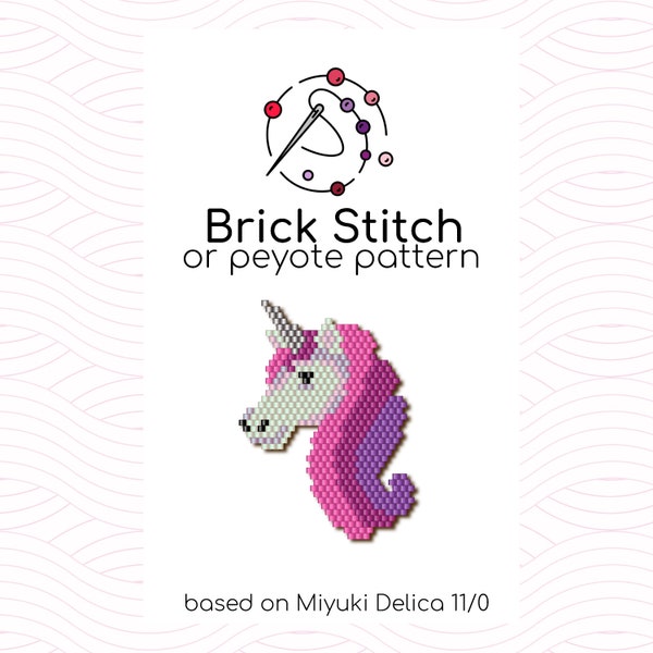 Magic Unicorn Brick Stitch Pattern - Brick or peyote stitch pattern based on Miyuki Delica seed beads