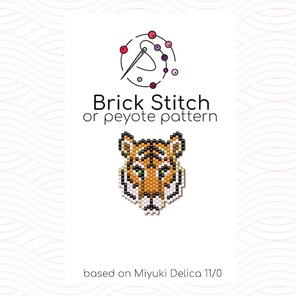 Tiny Tiger Brick Stitch Pattern - Brick or peyote stitch pattern based on Miyuki Delica seed beads