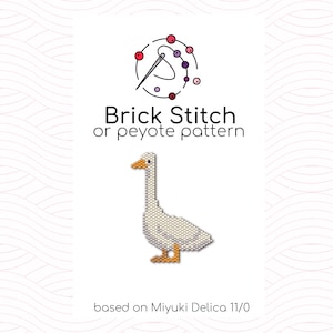 White Goose - Monk Parrot - Brick Stitch Pattern - Brick or peyote stitch pattern based on Miyuki Delica seed beads