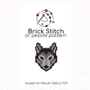 Grey Wolf Brick Stitch Pattern - Brick or peyote stitch pattern based on Miyuki Delica seed beads