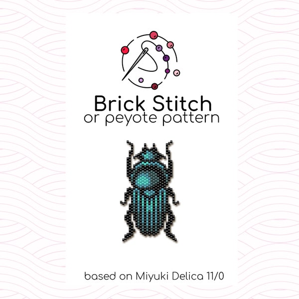 Shiny Bug Brick Stitch Pattern - Modèle de point de brique ou de peyotl basé sur des perles de rocaille Miyuki Delica