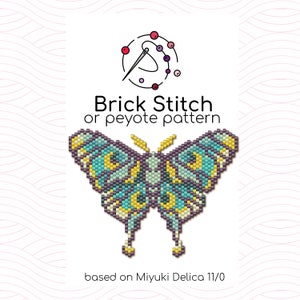 Spanish Moon Moth Brick Stitch Pattern - Brick or peyote stitch pattern based on Miyuki Delica seed beads