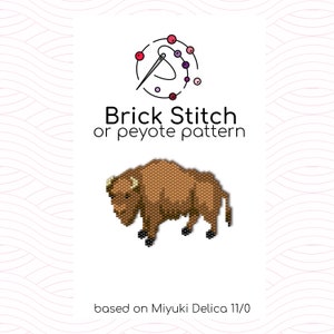 Buffel- eller bisonbrickmönster - Brick- eller peyotemönster baserat på Miyuki Delica-fröpärlor