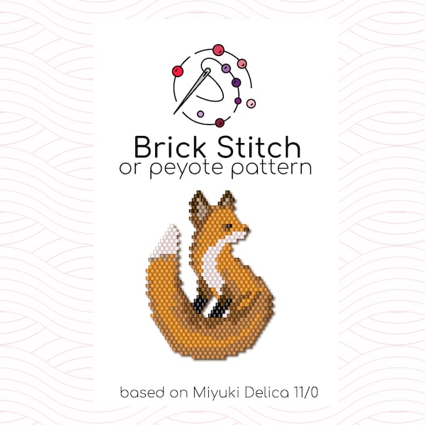 Curious Fox Brick Stitch Pattern - Brick or peyote stitch pattern based on Miyuki Delica seed beads